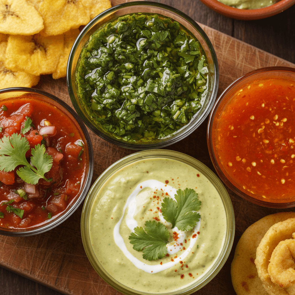 Salsa verde venezolana hecha en casa con cilantro y ajo
